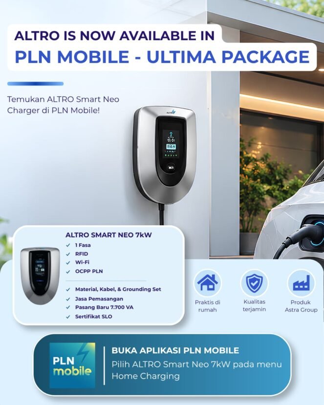 Velasto Indonesia memperluas akses produk home charger ALTRO melalui layanan Home Charging Services (HCS) Ultima di aplikasi PLN Mobile(Foto: Ist)